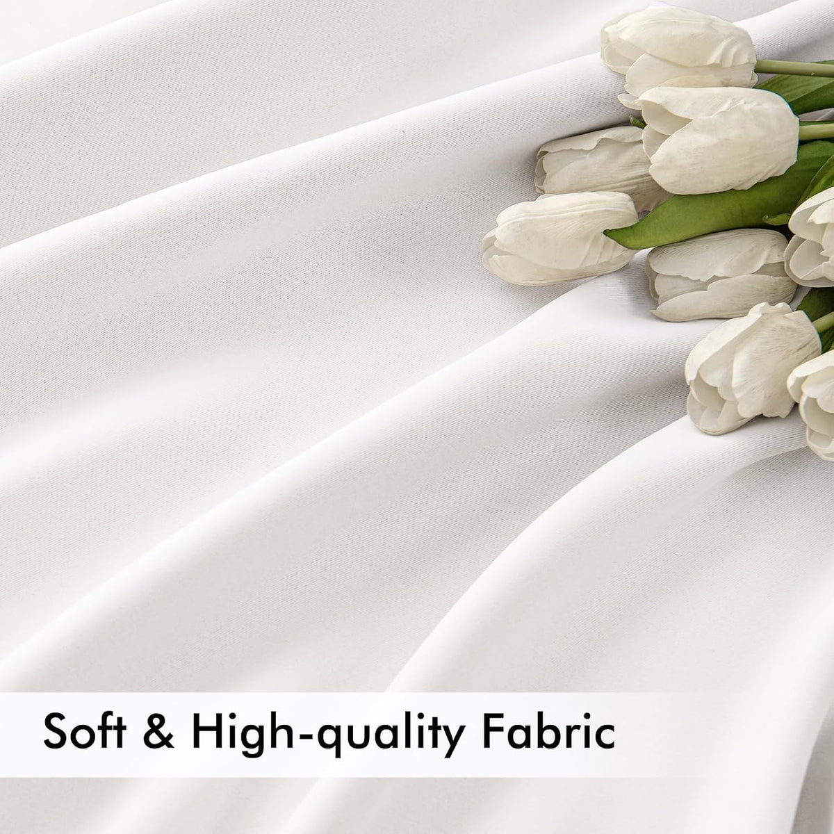 MIULEE Pure White Back Tab Blackout Curtain 96 Inch Long 2 Panels Set for Bedroom, Rod Pocket/Pinch