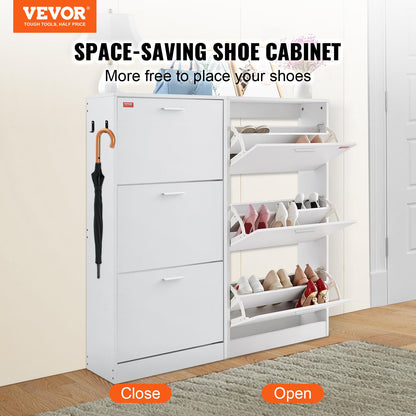 VEVOR Shoe Cabinet with 3 Flip Drawers, Shoe Storage Cabinet for Entryway, Free Standing Shoe