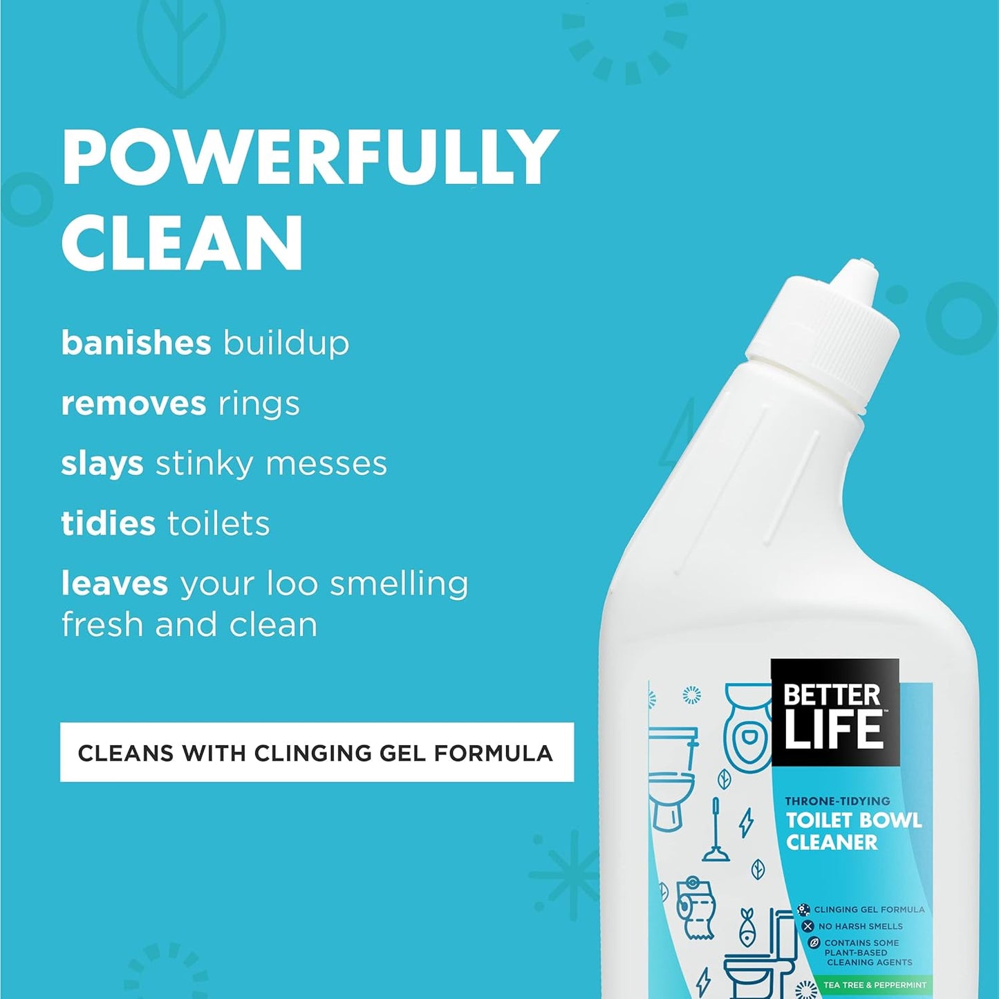 Better Life Natural Toilet Bowl Cleaner, Tea Tree & Peppermint Scent, 24 Fl Oz (Pack of 2)
