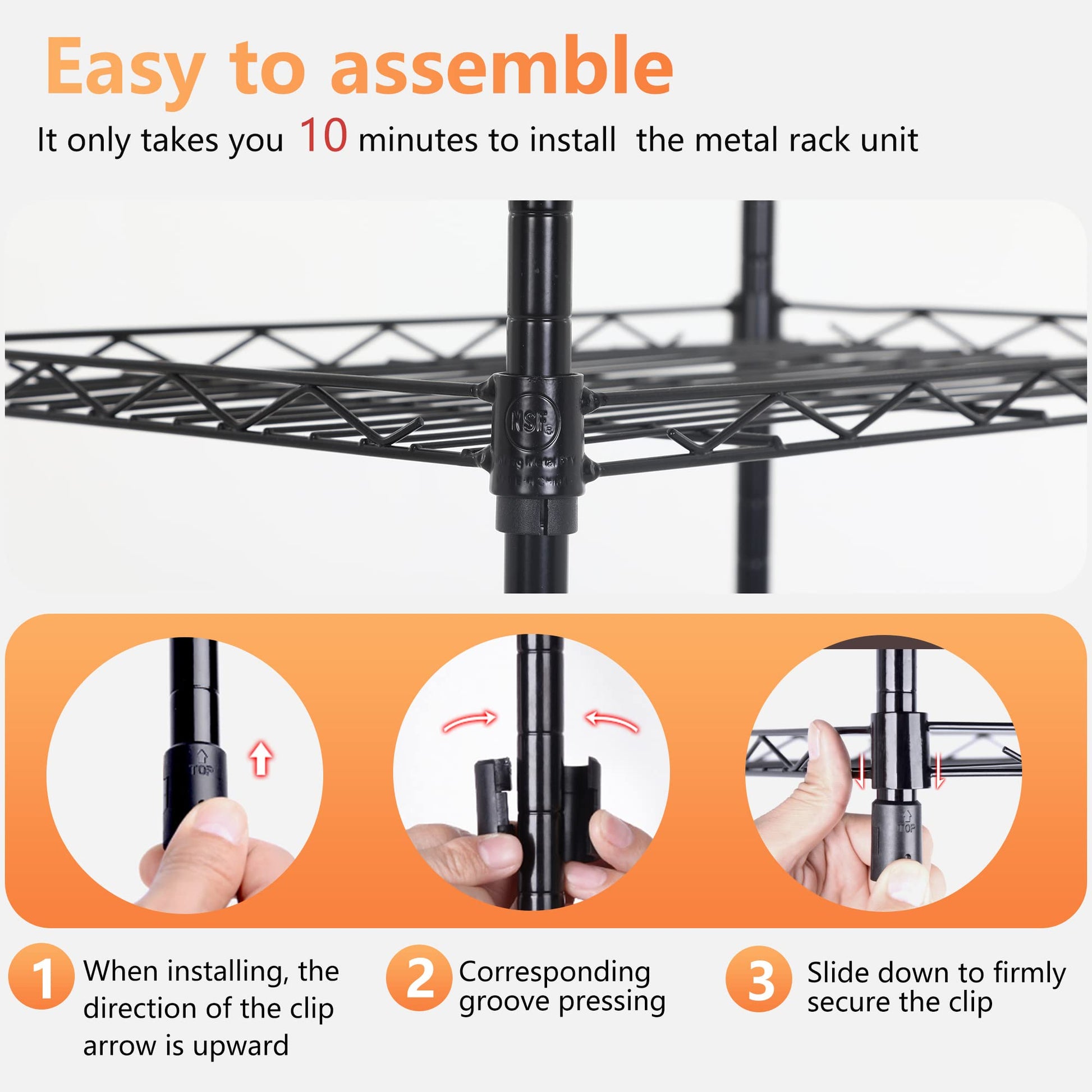 FDW 6 Tier Wire Shelving 17L x 12W x 64H Pantry Shelves Storage Rack Shelving Units Adjustable