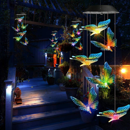 Toodour Solar Wind Chime, Color Changing Wind Chimes Butterfly, LED Decorative Mobile, Gifts for