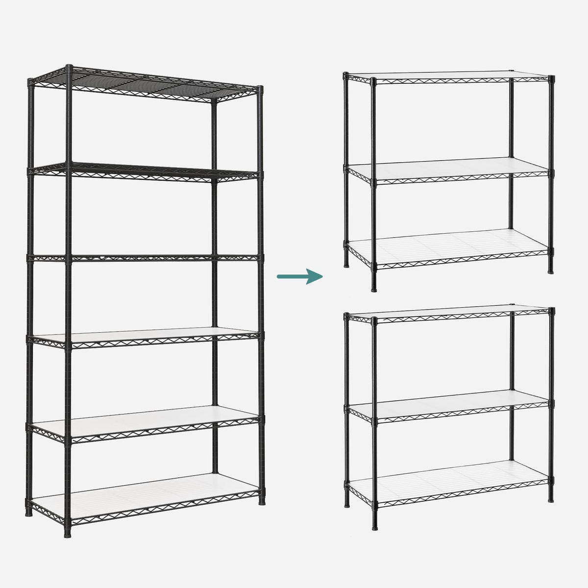 SONGMICS 6-Tier Storage Shelves, Wire Shelving Unit, Kitchen Metal Shelves, Storage Rack with