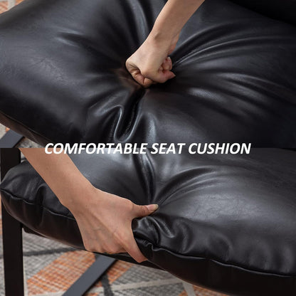 DUOMAY Mid-Century Accent Chair Armchair, Comfy PU Leather Leisure Chair Lazy Chair with Metal Leg