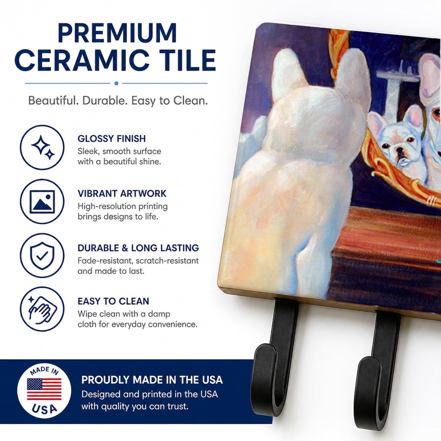 Caroline's Treasures 7514TH68 French Bulldog Leash or Key Holder, Wall Hooks, Key Hooks Holder