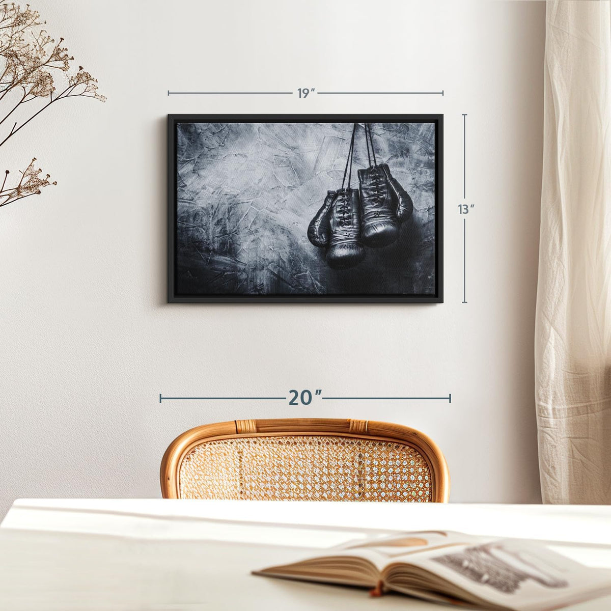 ElephantStock Boxing Gloves Wall Art - Horizontal Framed Canvas - 1-Piece Living Room Wall Decor