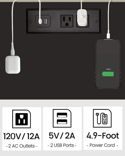 TUTOTAK End Table with Charging Station, Set of 2, Side Table with USB Ports and Outlets