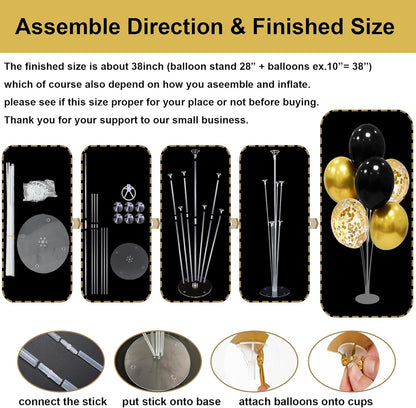 Black and Gold Party Decorations Balloon Stand Table Centerpieces for Birthday Wedding Retirement