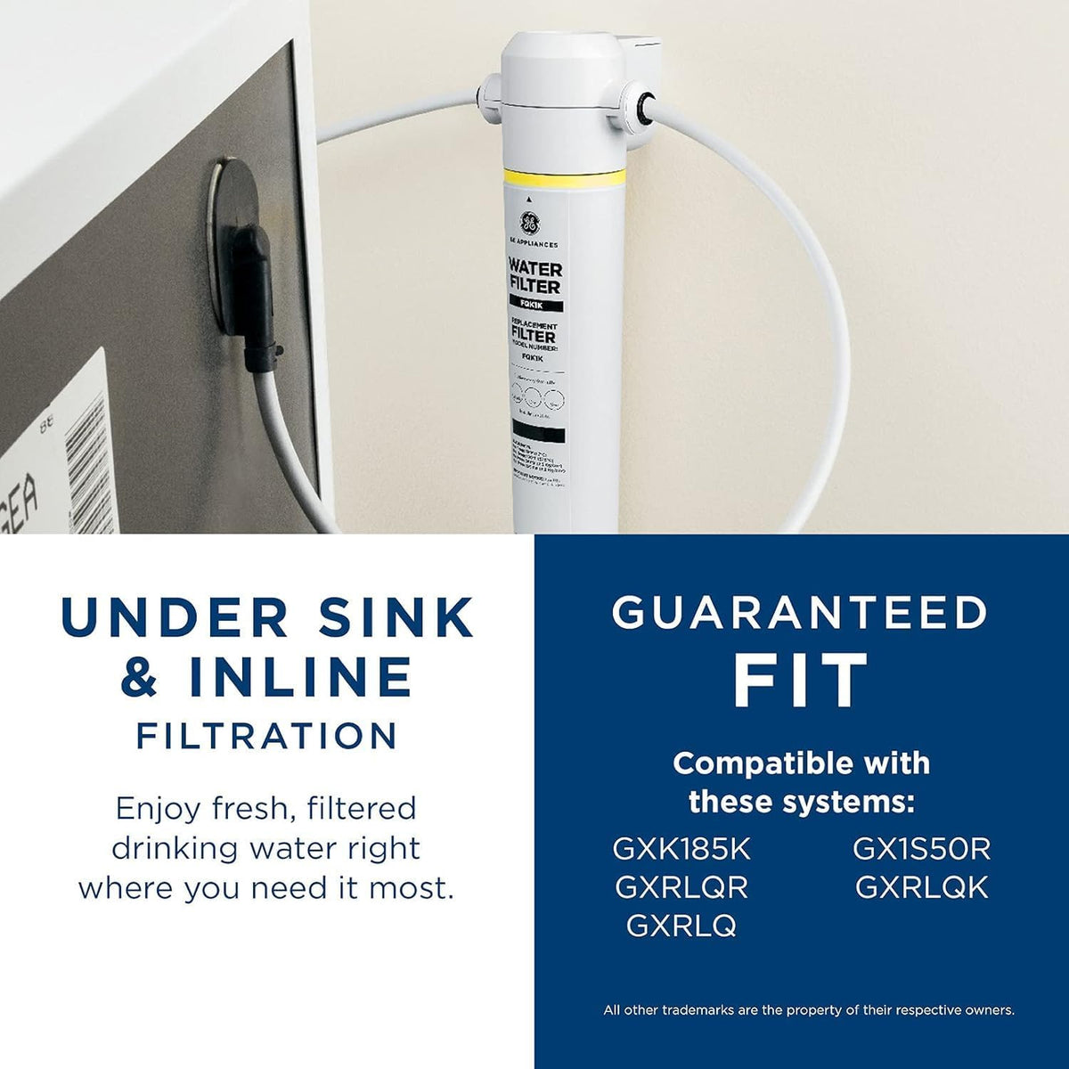 GE FQK1K Under Sink Water Filter | Replacement for Water Filtration System | Easy Install | Reduces