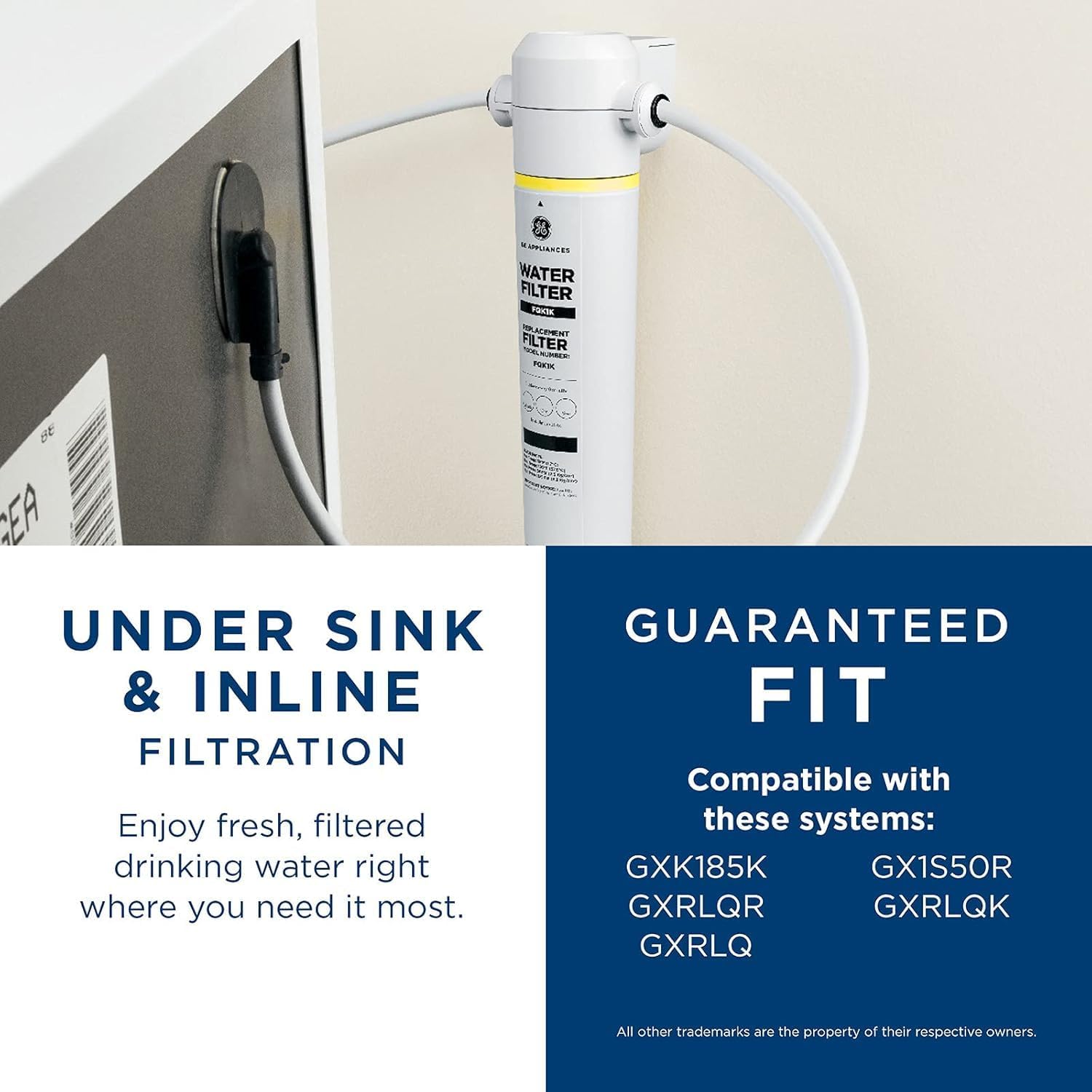 GE FQK1K Under Sink Water Filter | Replacement for Water Filtration System | Easy Install | Reduces