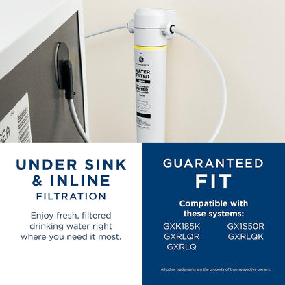 GE FQK1K Under Sink Water Filter | Replacement for Water Filtration System | Easy Install | Reduces