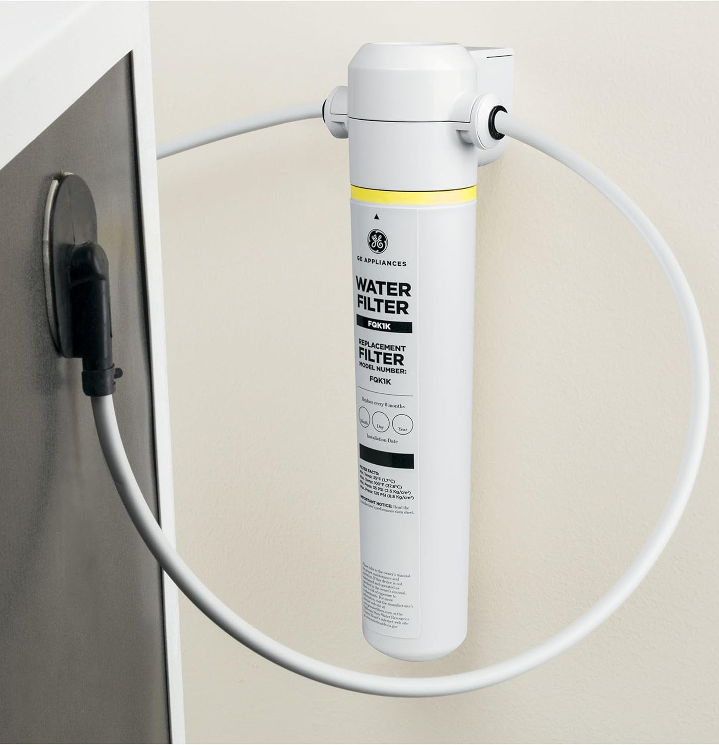 GE FQK1K Under Sink Water Filter | Replacement for Water Filtration System | Easy Install | Reduces