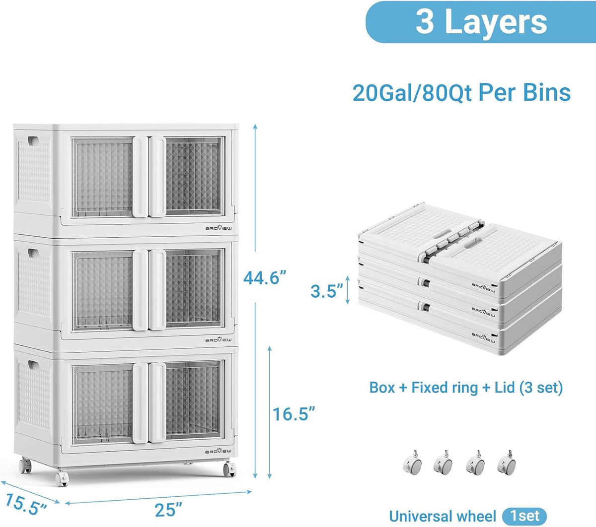 300Qt Stackable Storage Bins with Lids, 75Gal Closet Organizers and Storage Drawer, Plastic