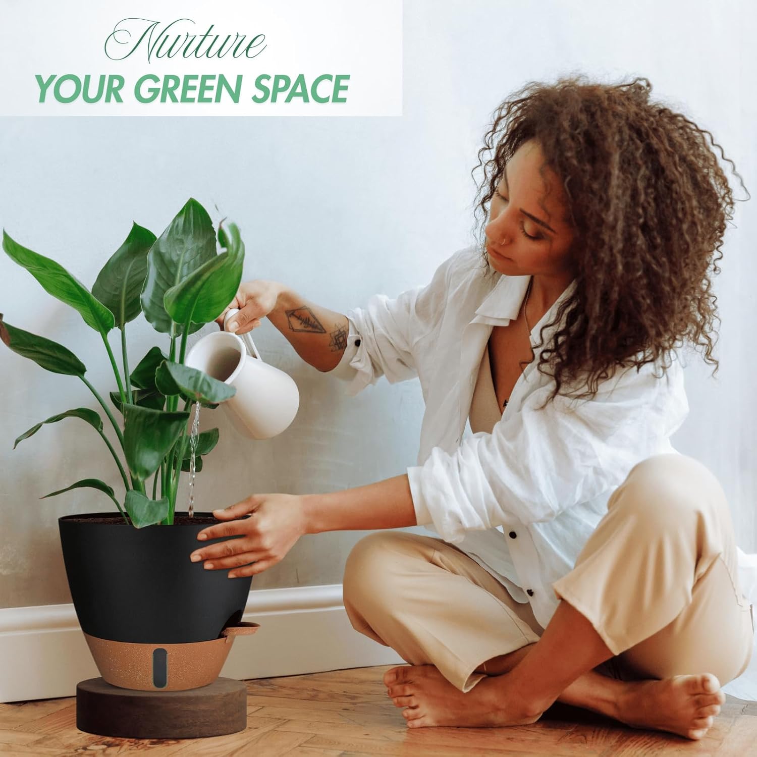 12/10/8 Inch Self Watering Pots for Indoor Plants Plastic Large Plant Pot for Outdoor Plants, Water