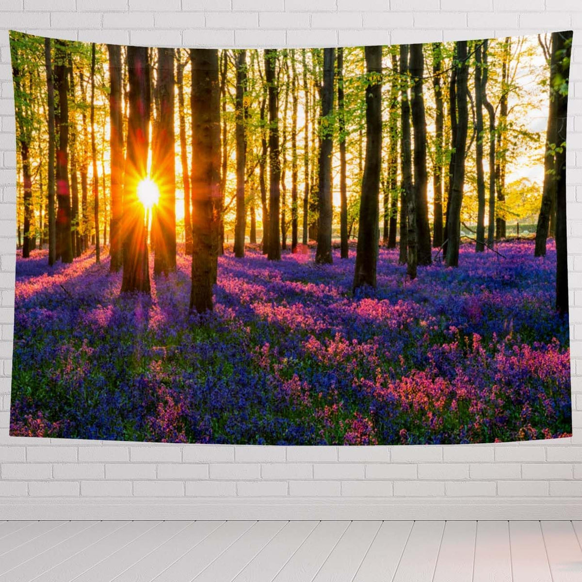 Nature And Landscape Tapestry For Bedroom Sun Evening Sun Bluebell Wood Tapestries Wall Hanging For