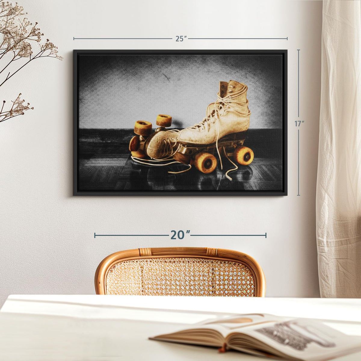 ElephantStock Vintage Skates Pop Wall Art - Horizontal Framed Canvas - 1-Piece Living Room Wall