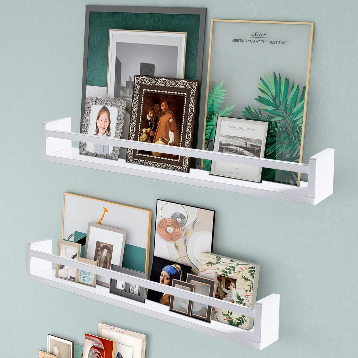 AZSKY Classic Nursery Book Shelves White Wall Book Shelves Kids Bookshelf for Bedroom Bathroom