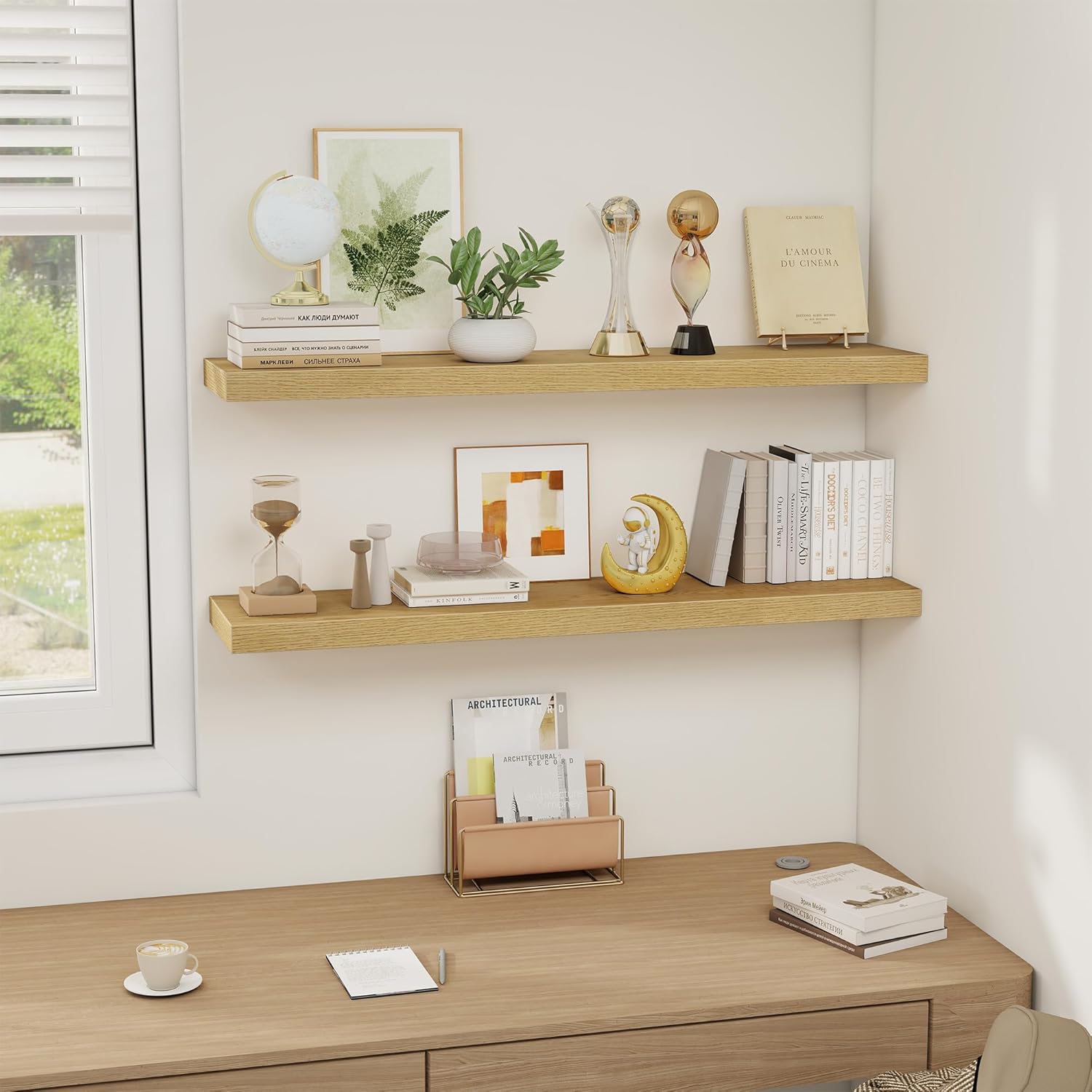 Floating Shelves Wall Shelf 40 Inch, 8 Inch Deep Floating Shelf for Wall, Farmhouse Black Wood