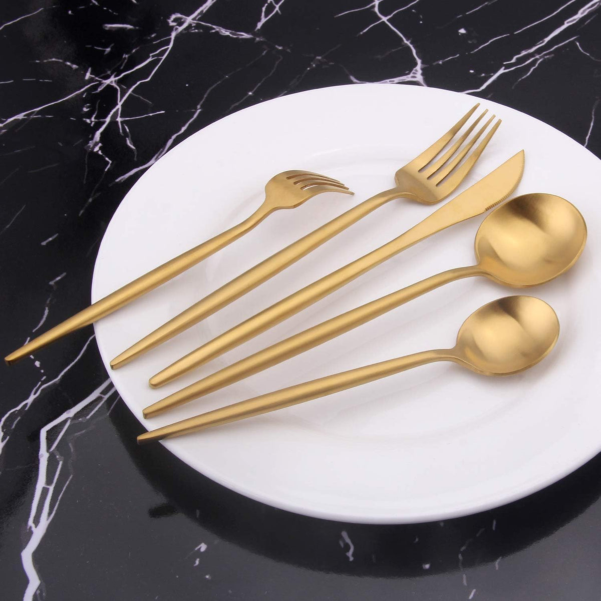 Matte Gold Silverware Set, Vanys 20 Piece Stainless Steel Cutlery Flatware Set, Kitchen Utensil