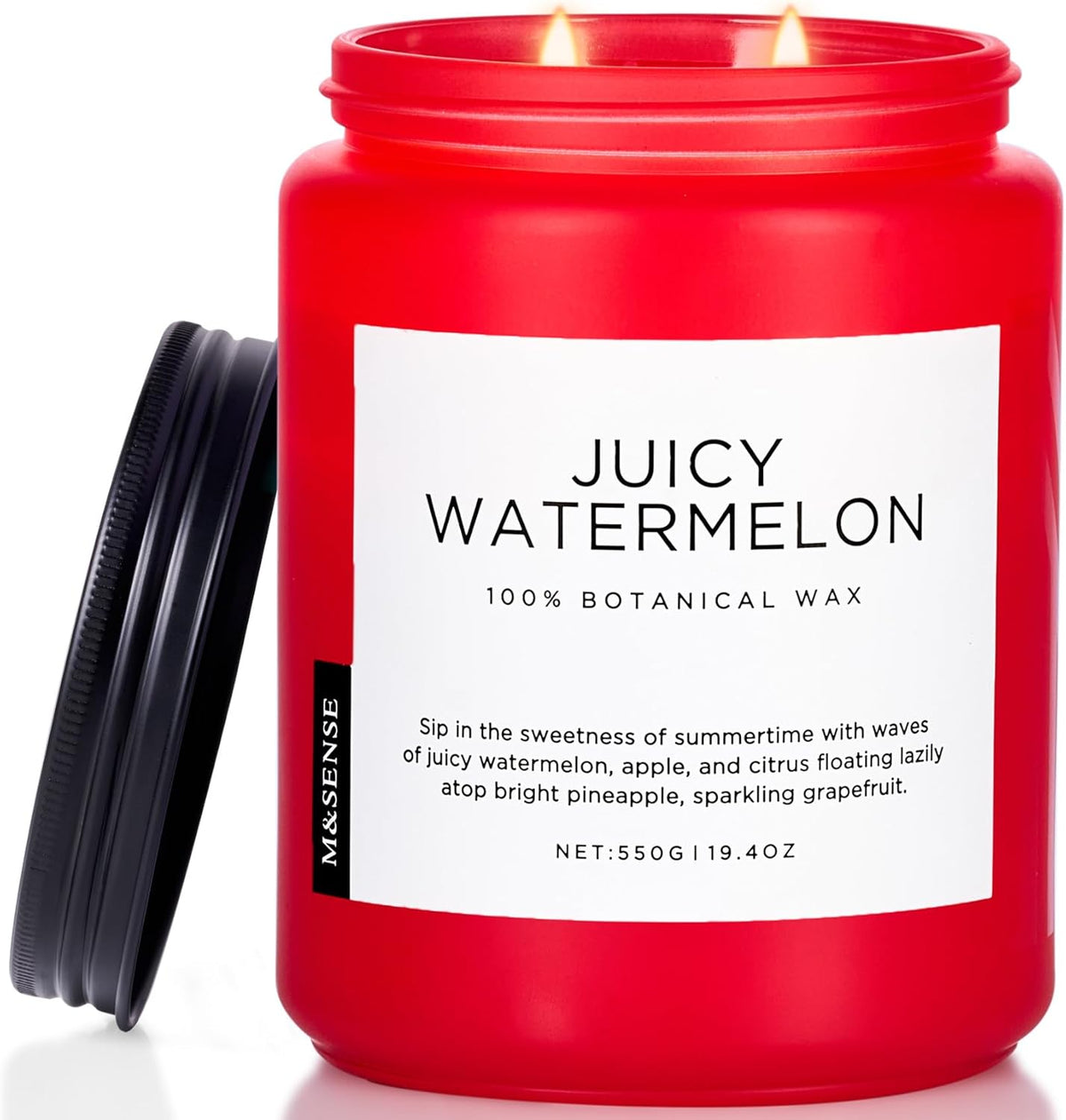 M&SENSE Juicy Watermelon Scented Candle, 19.4oz 110 Hours Clean Non Toxic Natural Soy Wax Long