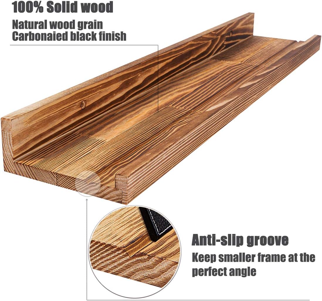 AZSKY Floating Shelves Set of 3, Picture Ledge Shelf, 24 Inches Long Large Nursery Book Shelves for