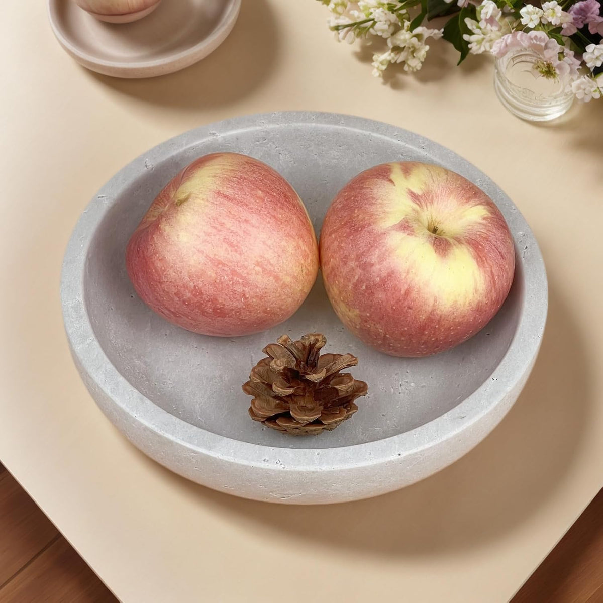Travertine Decorative Bowls for Home Decor, Fruit Bowl for Kitchen Counter, Keys Bowl for Entryway