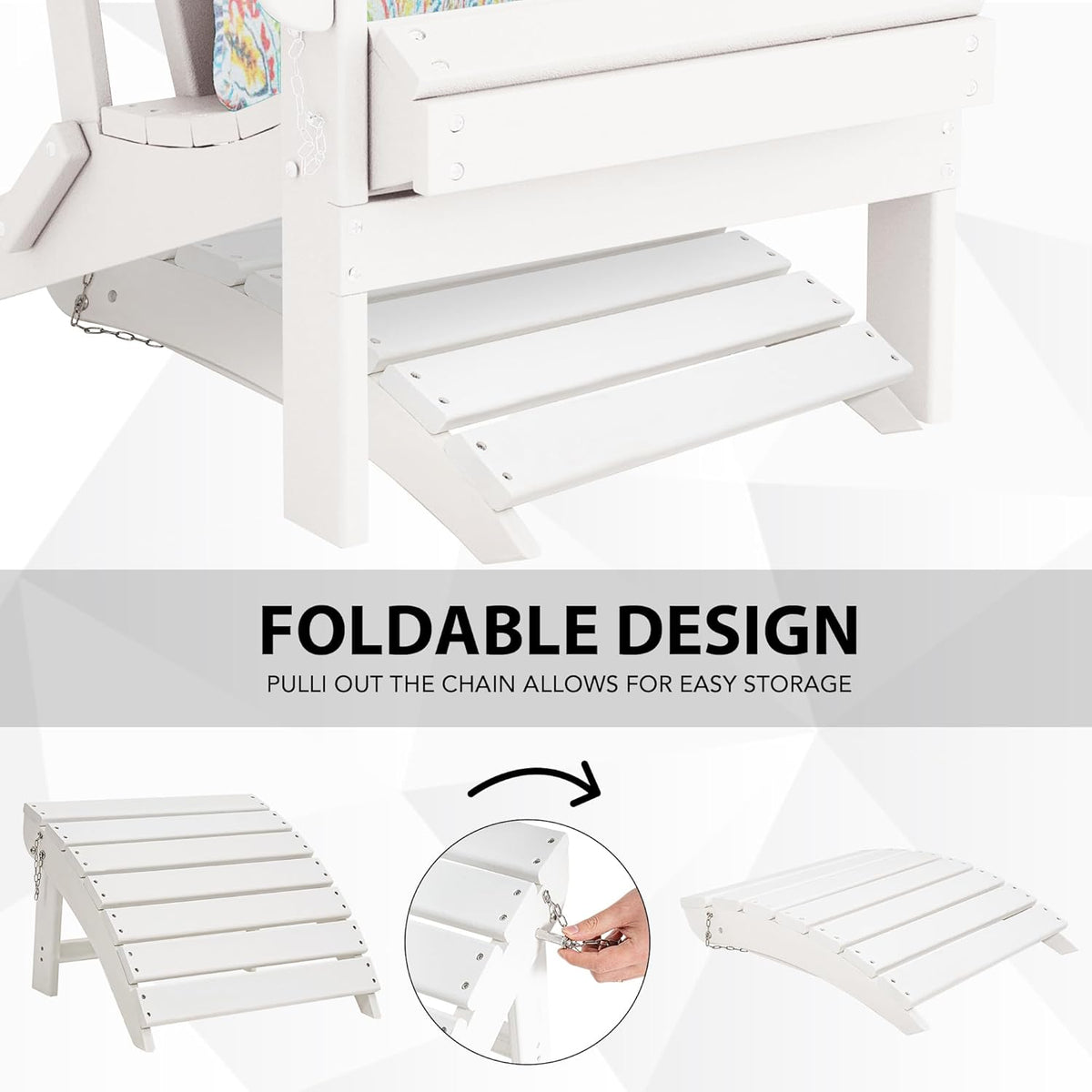 Sundale Outdoor Folding Plastic Adirondack Ottoman, All-Weather Adirondack Chair Footrest, Fade and