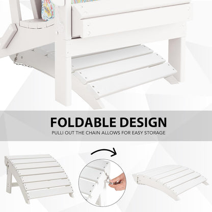 Sundale Outdoor Folding Plastic Adirondack Ottoman, All-Weather Adirondack Chair Footrest, Fade and