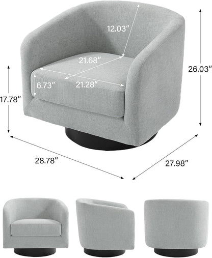 Swivel Barrel Accent Chair, Modern Round Chenille Fabric Arm Chair for Living Room, Bedroom, Comfy