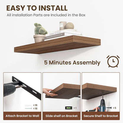 48 Inch Floating Shelves, 12 Inch Deep Floating Shelves for Wall, Floating Shelf with Invisible