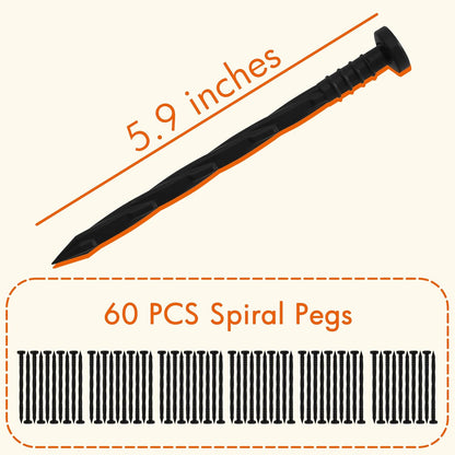 Gardzen 1.5" x 60' Landscape Edging Kit, Garden Edging Coil Comes with 60 Pcs Spikes, No Dig Lawn
