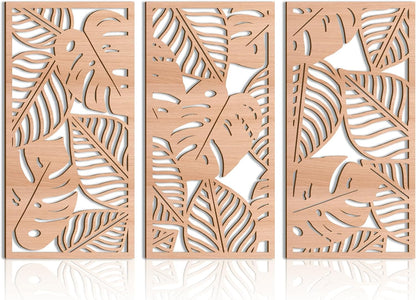 IARTTOP Leaf Wood Tropical Wall Art 15.9X32 Inch Carved Palm Leaves Wall Decor Coastal Monstera