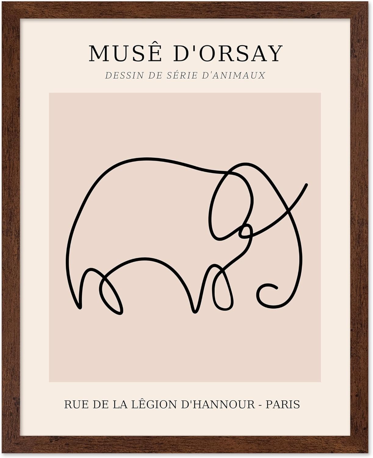 Poster Master Vintage Poster - Retro One Line Elephant Drawing Print - Elephant Art - Minimal Gift