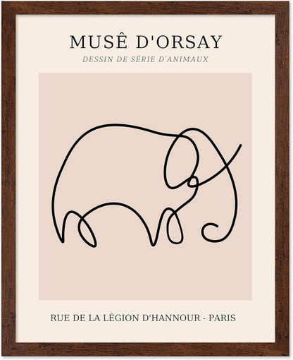 Poster Master Vintage Poster - Retro One Line Elephant Drawing Print - Elephant Art - Minimal Gift