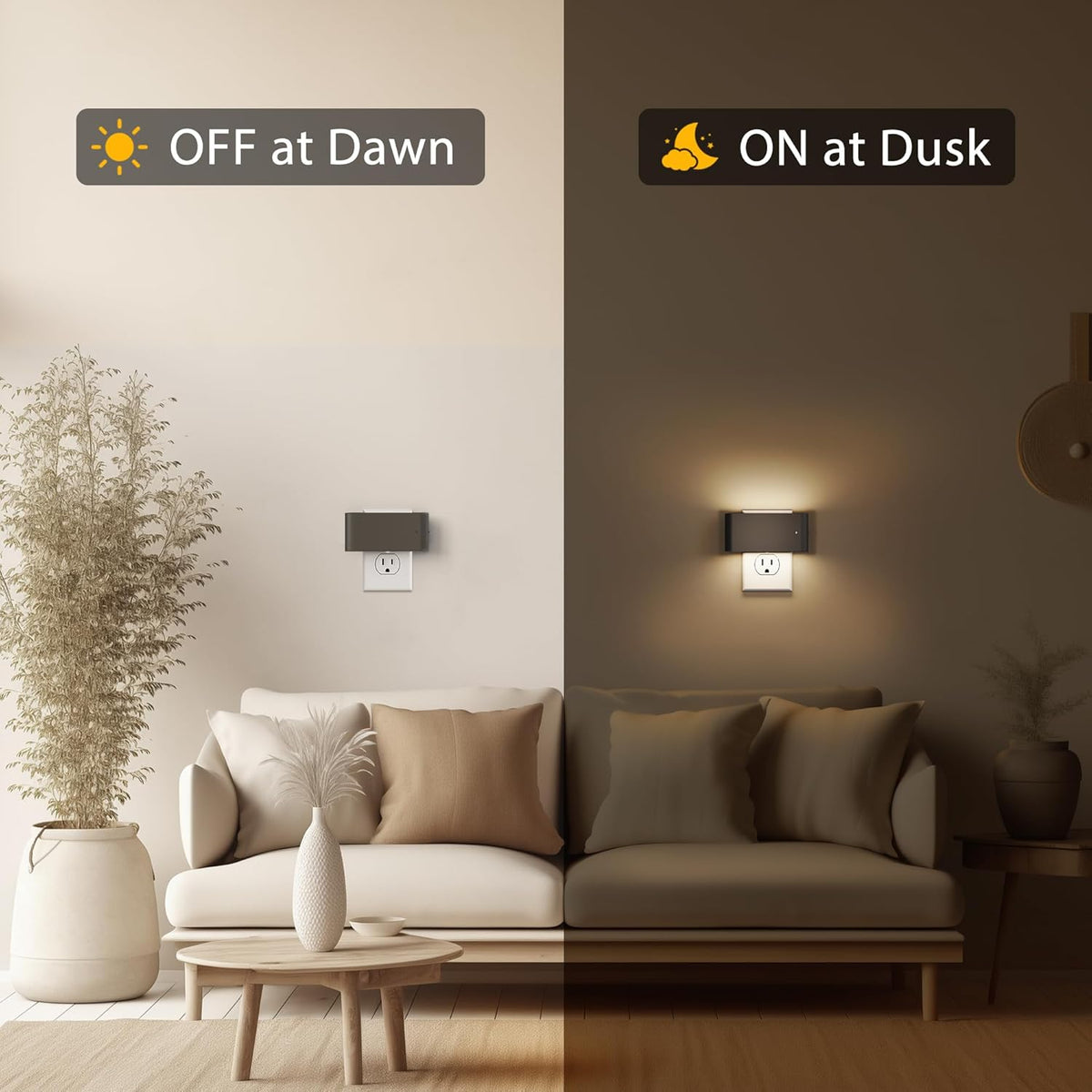 Briignite Night Lights Plug into Wall, 2 Pack, LED Night Light with Dusk to Dawn Light Sensor