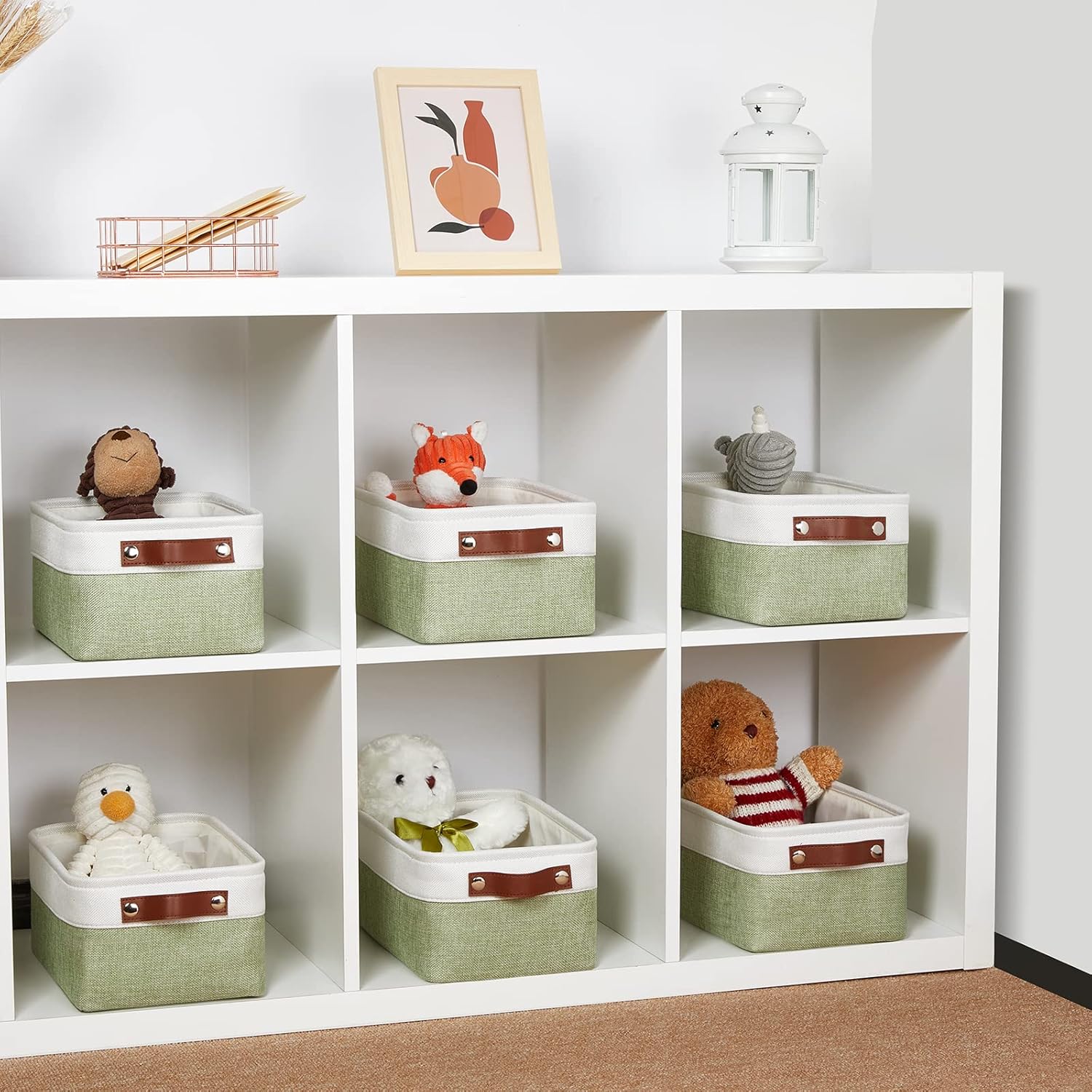 DULLEMELO Storage Baskets for Shelves, Small Fabric Collapsible Rectangular Storage Baskets for