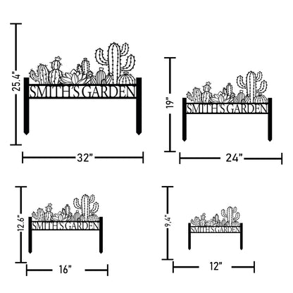 Personalized Cactus Metal Garden Sign, Large Garden Decoration Metal Sign with Stakes, Custom