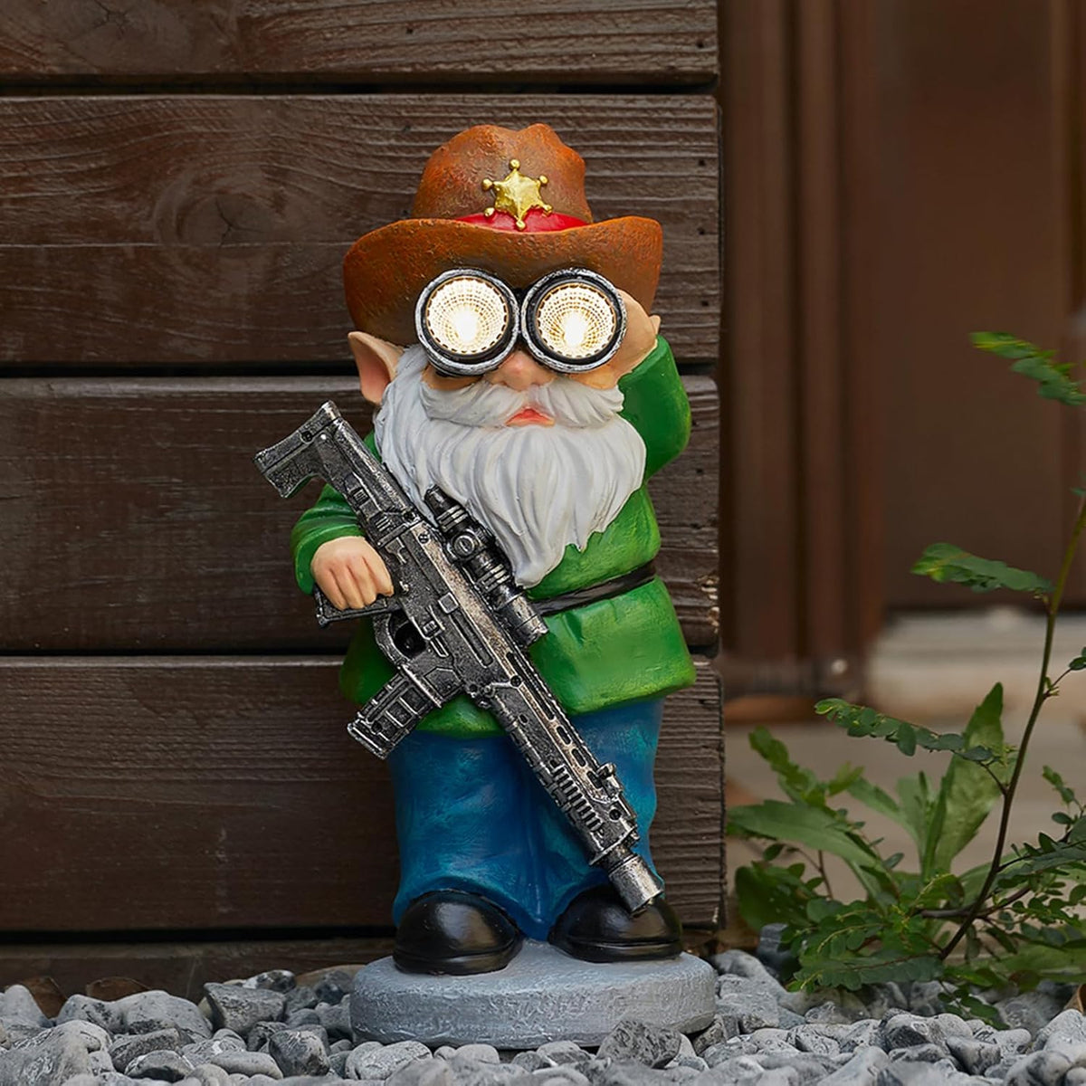 Funny Garden Gnomes Statue Outdoor Decor, Solar Telescope Gnome Decorations for Yard, Lawn, Patio