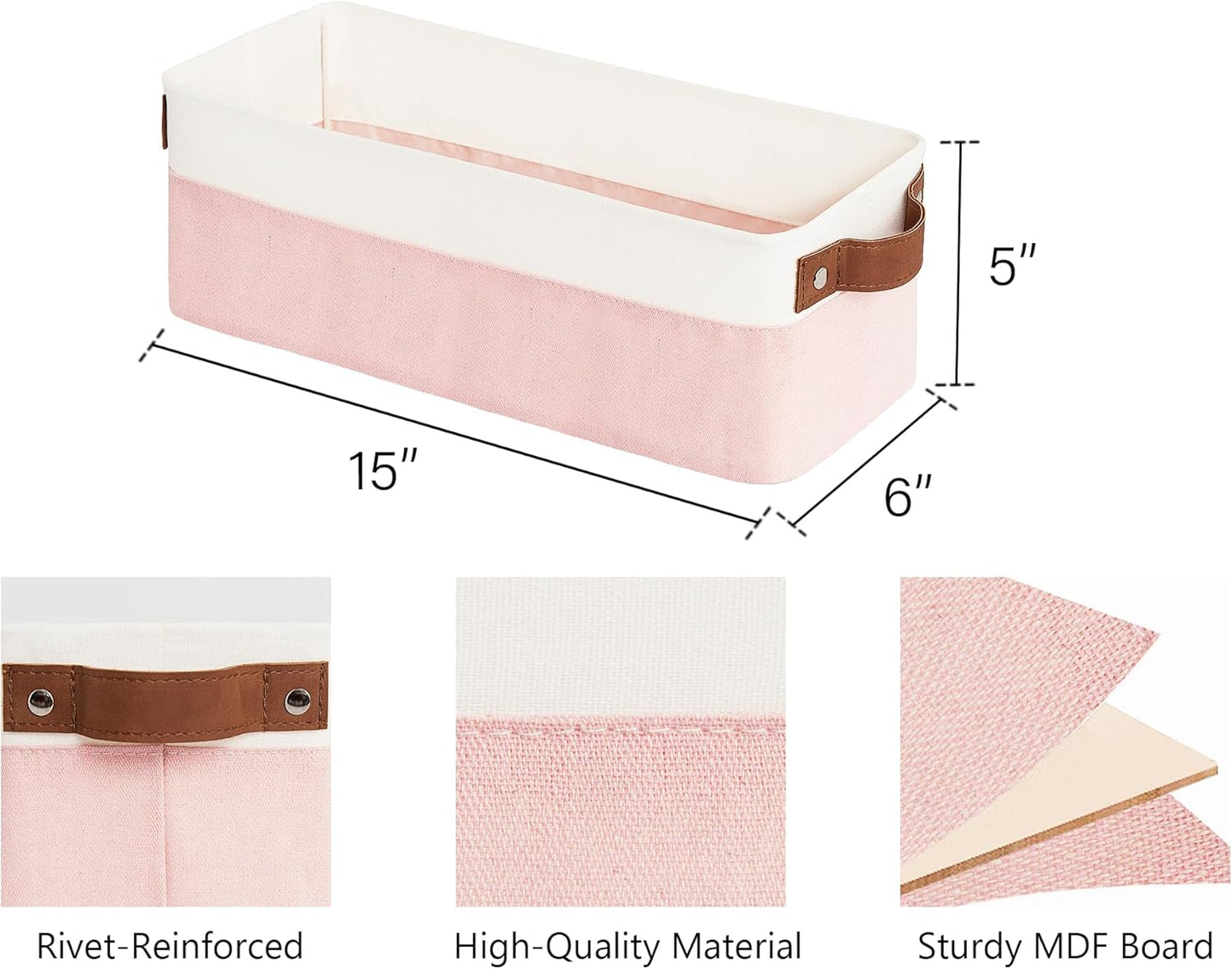 StorageWorks Narrow Storage Bins, Small Basket for Closet and Shelves, Fabric Organizer with