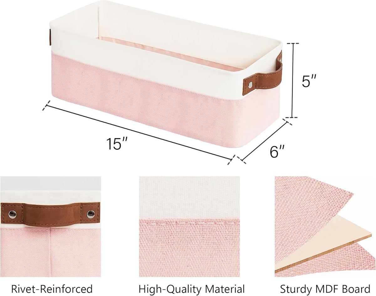 StorageWorks Narrow Storage Bins, Small Basket for Closet and Shelves, Fabric Organizer with