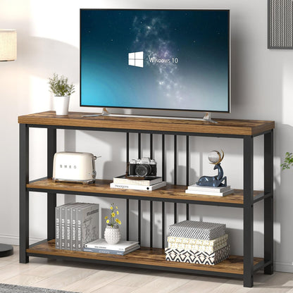 FOLUBAN Industrial Console Table, 3 Tier Entryway Table, Sofa Foyer Table for Living Room Hallway