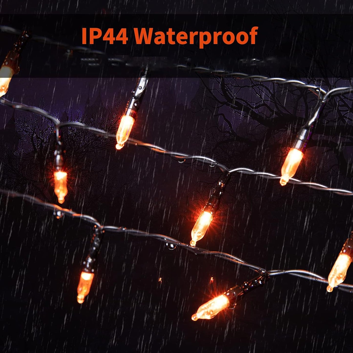 Orange LED Outdoor Halloween Lights, Halloween Decorations, 39 FT 100 LED Mini Lights with 8