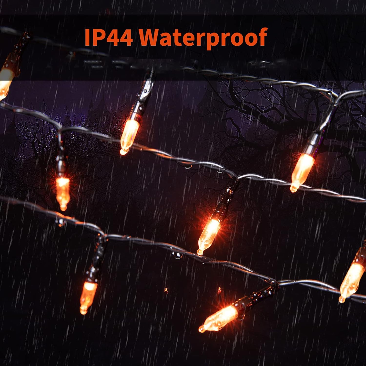 Orange LED Outdoor Halloween Lights, Halloween Decorations, 39 FT 100 LED Mini Lights with 8