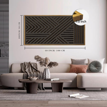 IARTTOP Large Black Framed Wood Wall Art for Living Room Abstract Modern Wooden Wall Decor Neutral