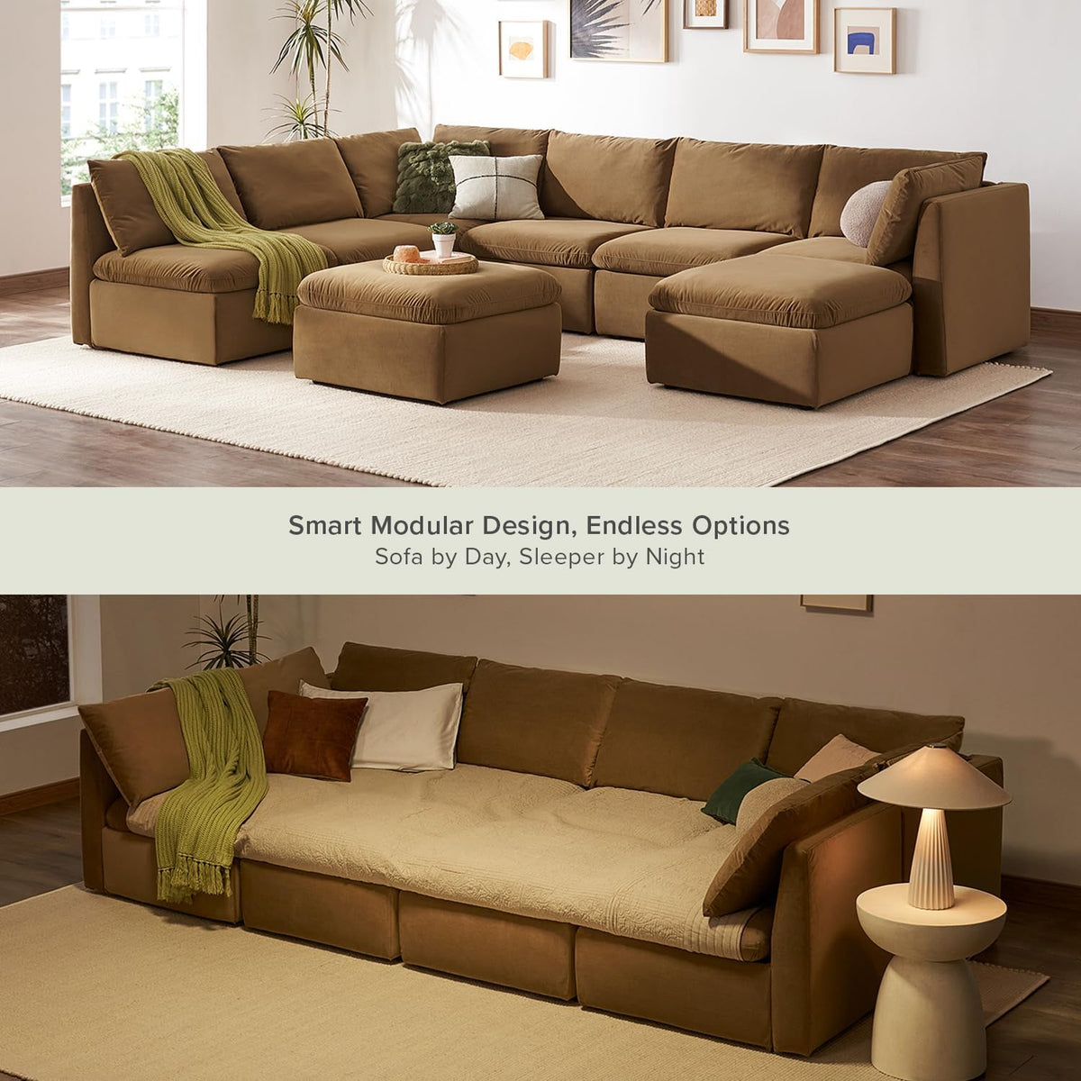 mopio Oversized Modular Sectional Sofa with Fully Removable Covers and Storage, Convertible U
