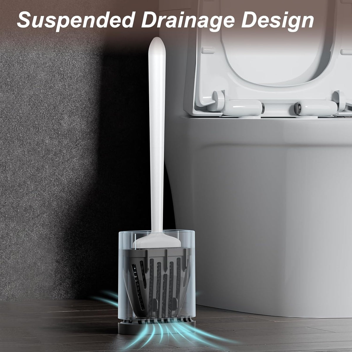 Sellemer Toilet Brush and Holder Set - Flexible Toilet Bowl Brush Head with Silicone Bristles