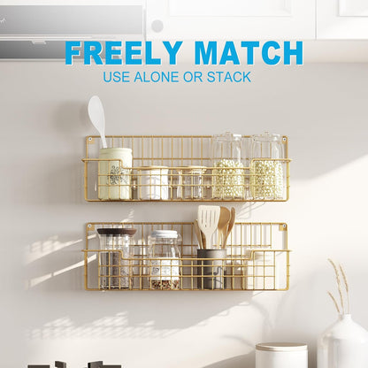 Spice Rack, 4-Pack Seasoning Organizer Wall Mounted for Kitchen Storage Organization, Metal Spice