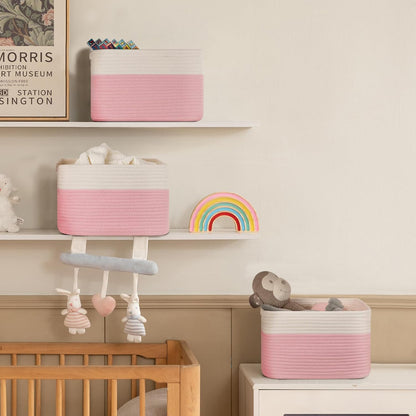 4 Pack Storage Baskets for Organizing, Woven Baskets for Shelves - Perfect for Toys, Books, Towels