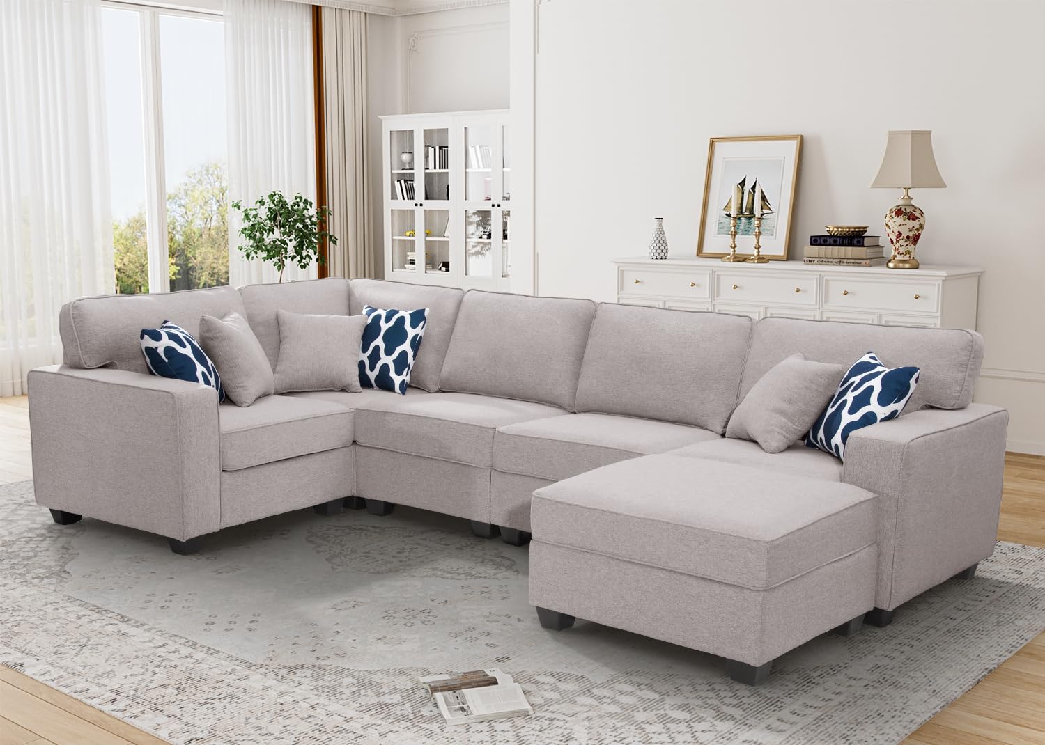 L Lengend Vansen Modular Sectional Sofa U Shaped Couch with Ottoman Modern Reversible Corner