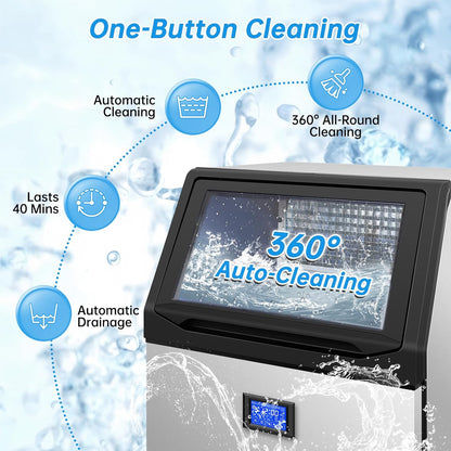 Ice Machine Commercial Ice Maker Machine, 450 Lbs /24H, 200 lbs Bin, Under Counter Built-in or