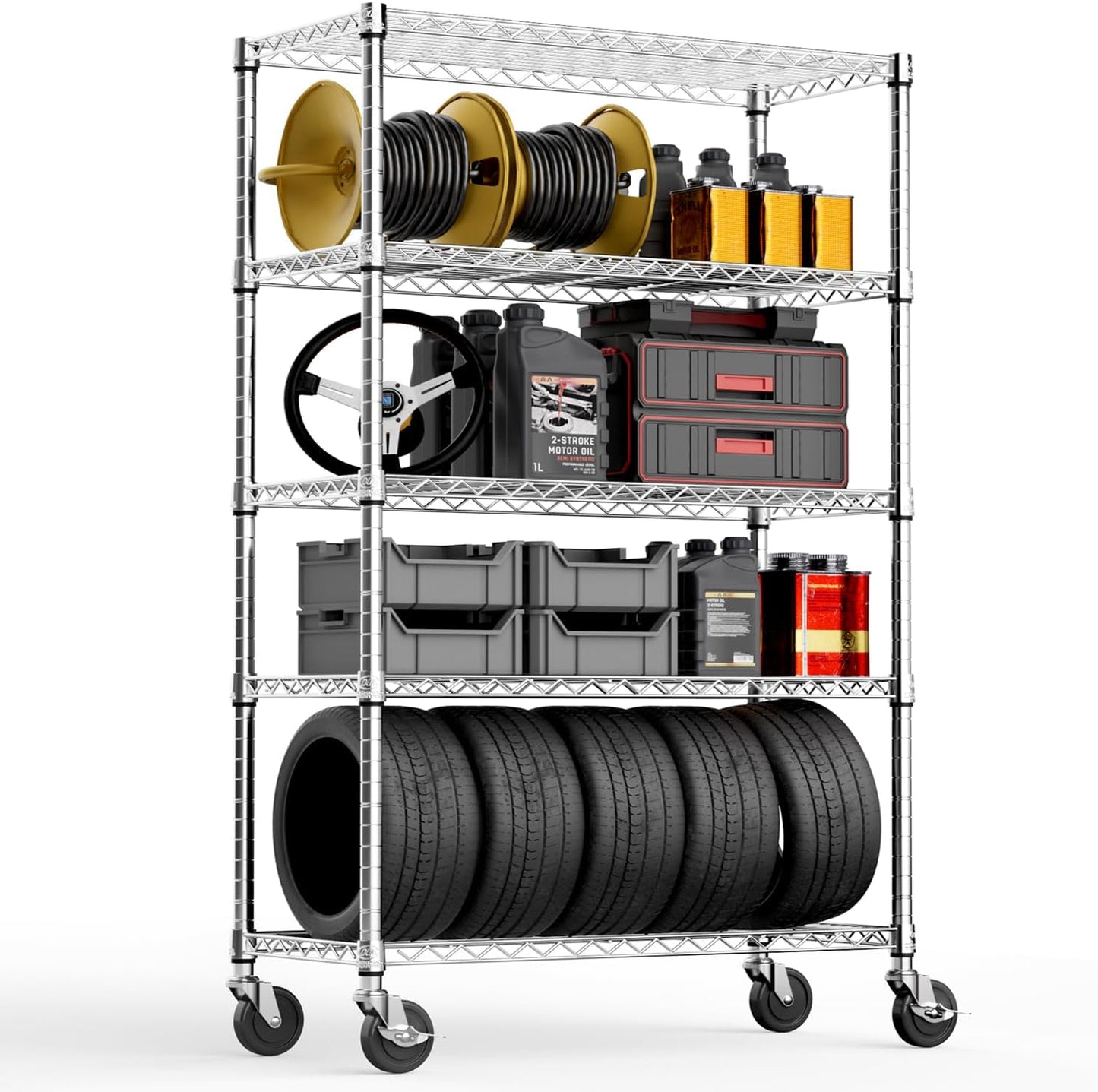 5-Shelf Storage Shelves,Wire Shelving Heavy Duty Metal Storage Shelving Unit Adjustable Garage